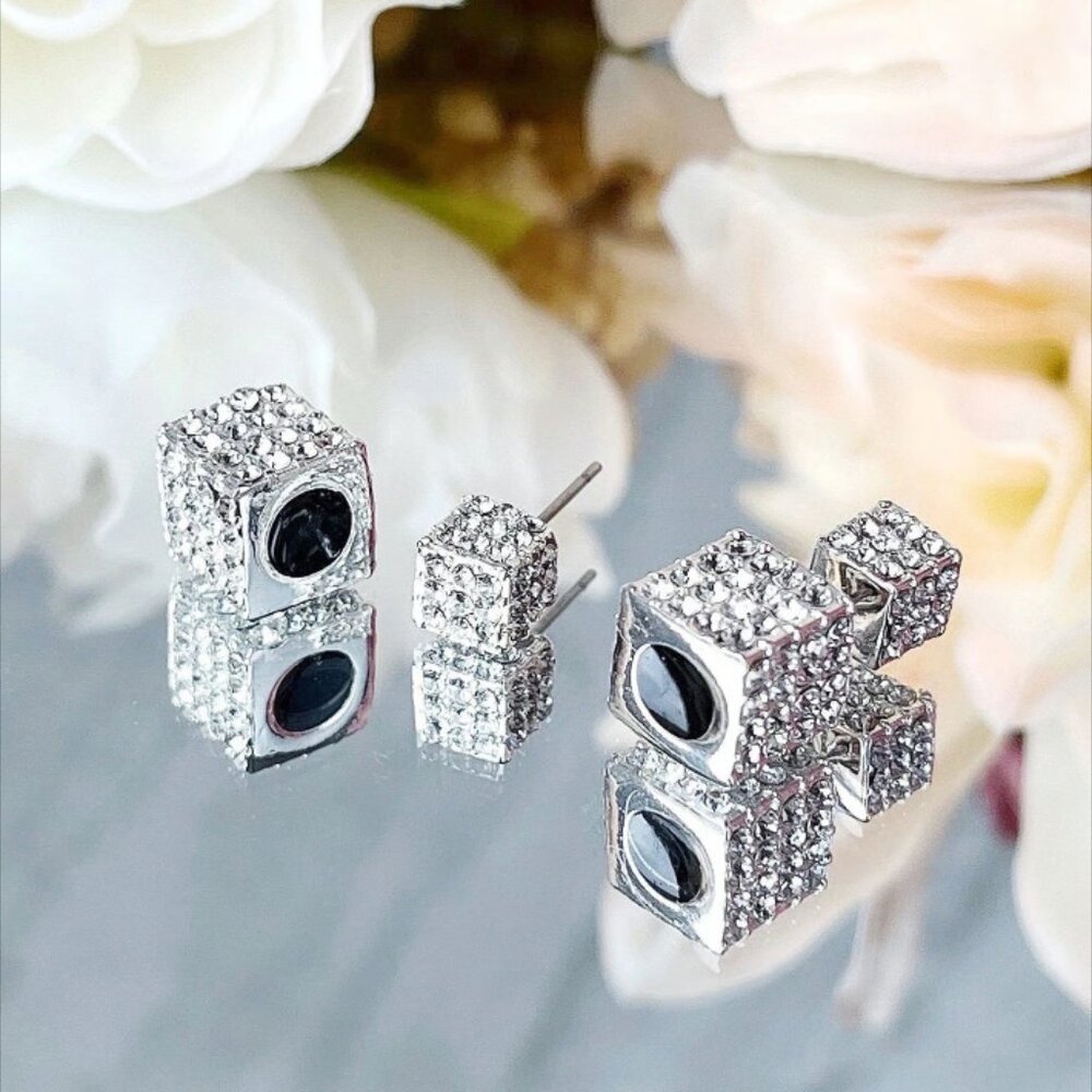 Park Lane PRISM Earrings Meadow Muse Collection Pave Crystal Cube